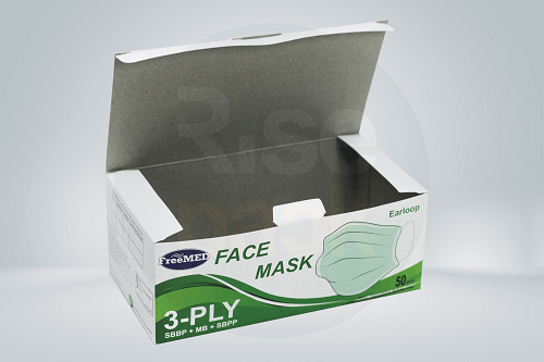 kardus box masker medis dengan bahan kertas duplex